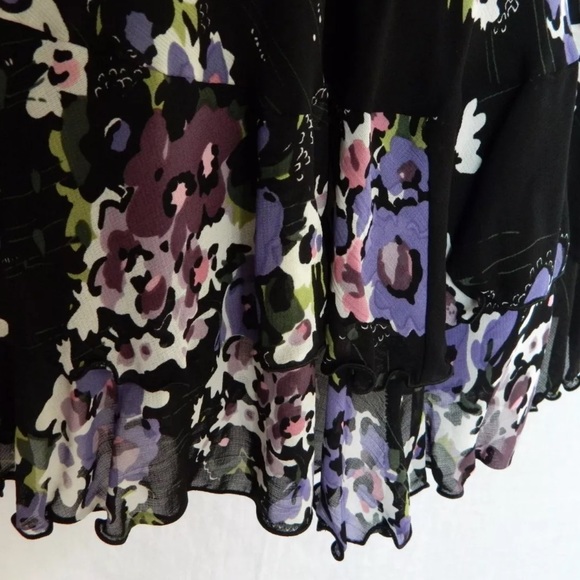 Vintage 90s Betsey Johnson Floral Ruffle Skirt 12 - Picture 2 of 6